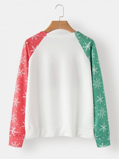 Merry Christmas Print Long Sleeves O-neck Casual Sweatshirt For Women - Click Image to Close