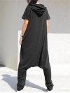 Casual Drop-crotch Zipper Hooded Jumpsuit