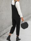 Corduroy Solid Color Pocket Casual Jumpsuit For Women