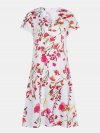 Floral Printed V-neck Short Sleeve Midi Dress