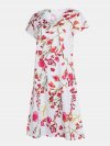 Floral Printed V-neck Short Sleeve Midi Dress