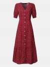 Vintage V-neck Summer Holiday Polka Dot Maxi Dress